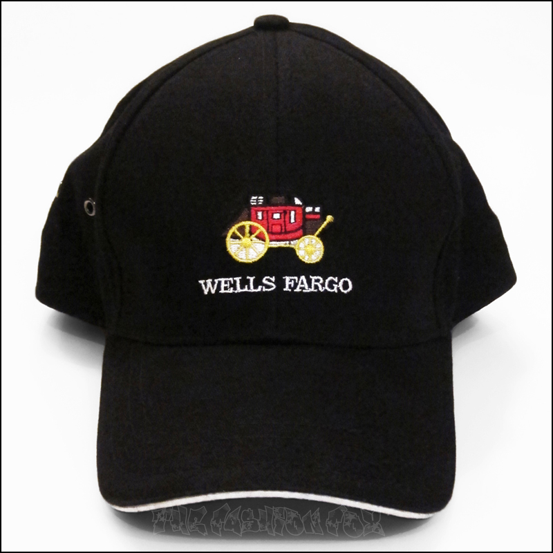 New Wells Fargo Black Embroidered Stagecoach Logo Adjustable Baseball